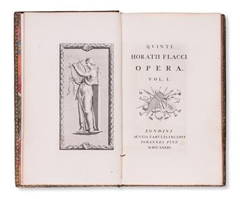 HORATIUS FLACCUS, QUINTUS. Opera.  2 vols.  1733-37.  Alexis de Tocquevilles set, inscribed to him by his father.